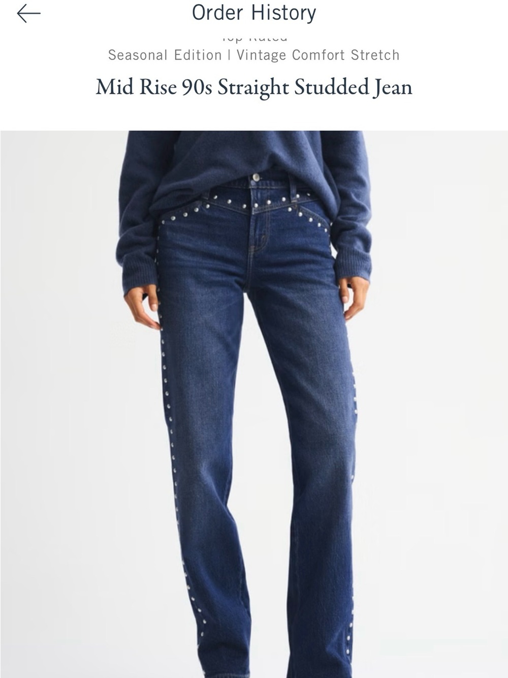 Abercrombie & Fitch Dark Blue Studded Straight Leg Jeans